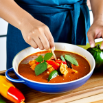 **Image Prompt 1: Home Thai Curry Preparation**
    A person (gender neutral) in comfortable, modest home cooking attire, gently stirring a simmering pot of vibrant Thai Red Curry on a modern stovetop in a brightly lit, organized home kitchen. Fresh ingredients such as colorful bell peppers, tender eggplant, and fragrant lime leaves are neatly arranged on a clean wooden cutting board nearby. Visible authentic Thai curry paste jar, coconut milk can, and a fish sauce bottle are subtly placed on the counter. Soft, natural lighting enhances the scene, captured in a professional food photography style. fully clothed, appropriate attire, safe for work, perfect anatomy, correct proportions, natural pose, well-formed hands, proper finger count, natural body proportions, appropriate content, family-friendly.